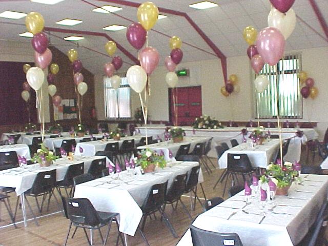 The hall set up for a wedding